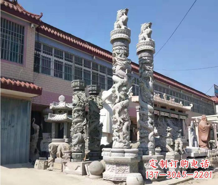 大连广场景观大理石龙柱石雕_1