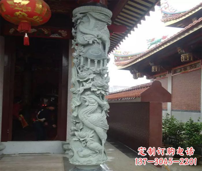 大连大理石龙柱雕塑,为室内景观带来活力