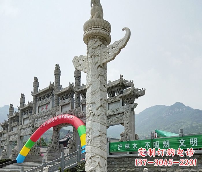 大连广场景观汉白玉华表石雕