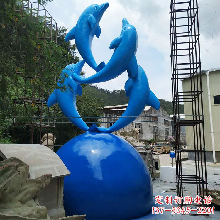 大连海豚钢筋玻璃景观雕塑