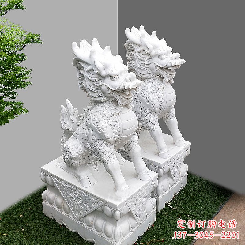 大连品质出众的汉白玉麒麟大门石雕塑