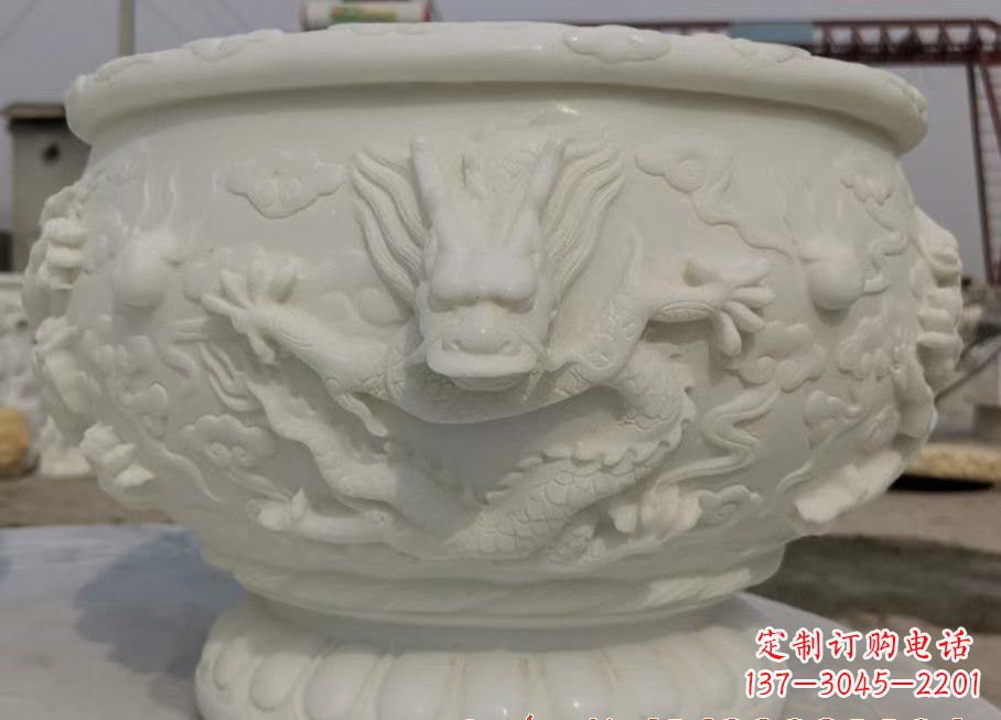 大连中领雕塑汉白玉龙鱼缸雕塑,是由专业雕塑定…