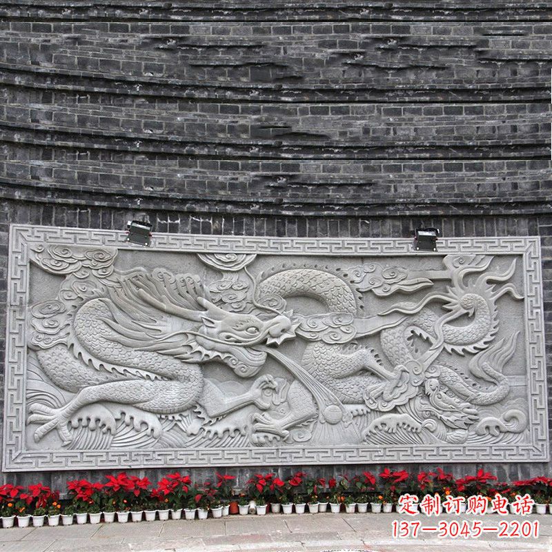 大连汉白玉龙纹浮雕墙