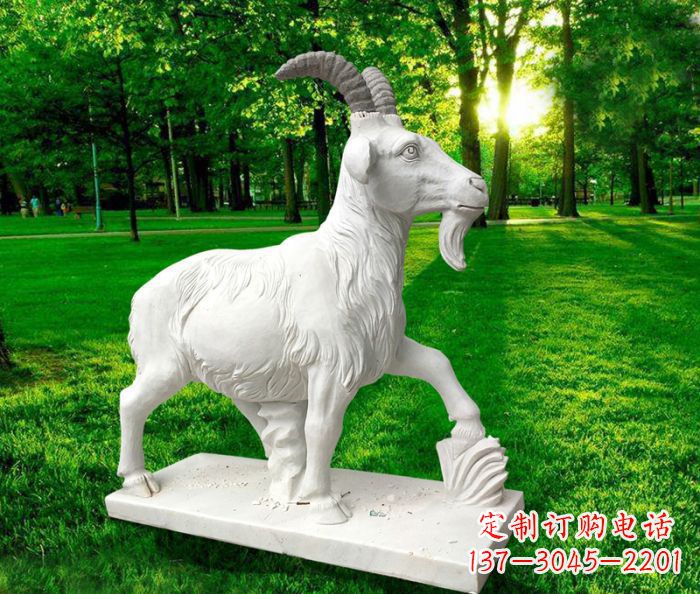 大连汉白玉精美山羊雕塑