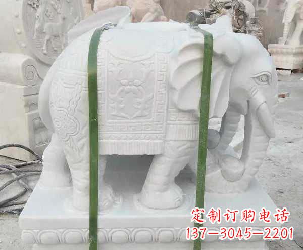 大连瑞气四溢的汉白玉招财大象雕塑