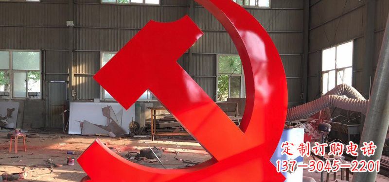 大连河南不锈钢党徽雕塑,精致而完美