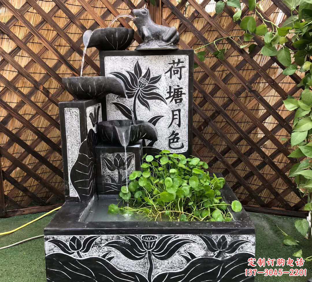 大连荷塘月色景观石雕喷水池