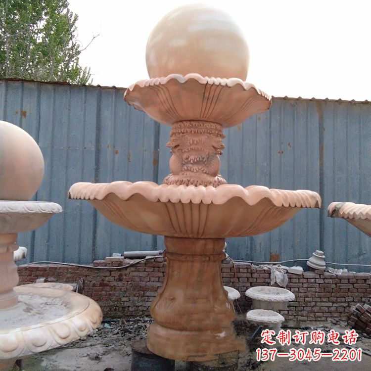 大连专业定制红色风水球雕塑定制