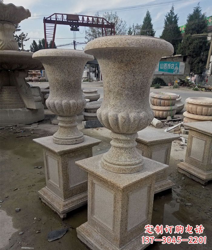 大连花岗岩欧式花钵小区石雕花盆