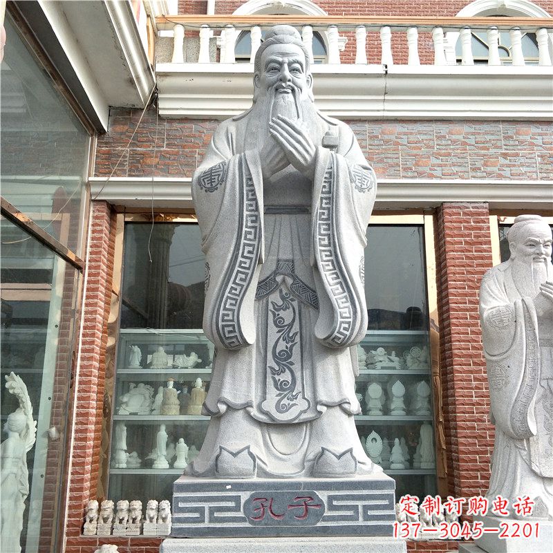 大连花岗岩石雕校园孔子雕像