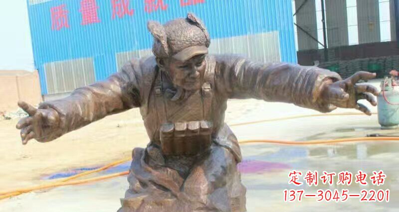 大连荣耀时刻,纪念经典——黄继光校园英雄人物铜雕