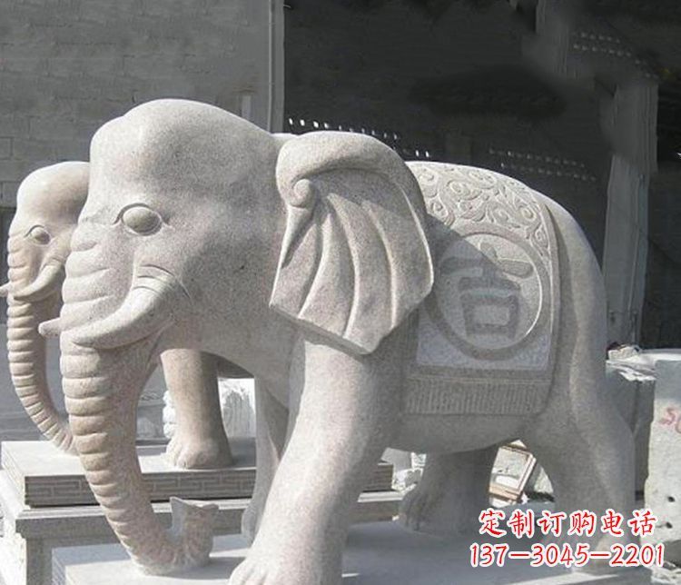 大连吉祥大理石大象石雕