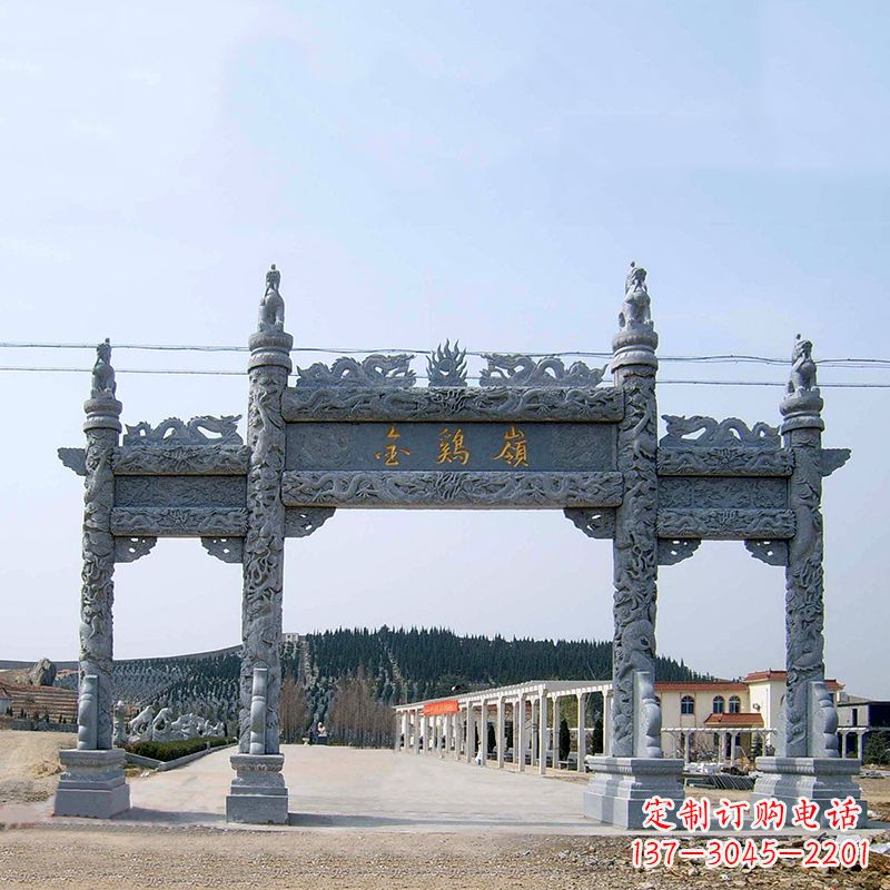 大连金鸡岭景区石雕牌坊特色雕塑定制