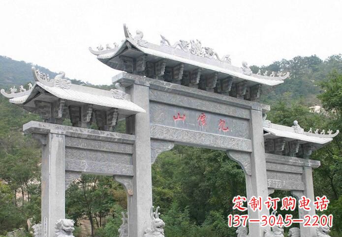 大连三门仿古牌坊石雕,精美绝伦