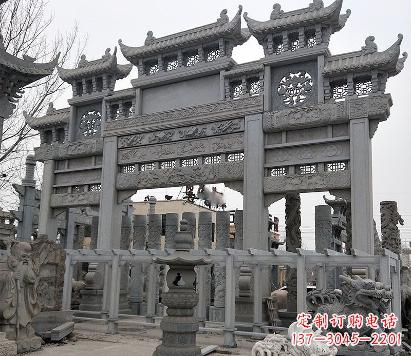 大连京中领雕塑:牌坊石雕定制