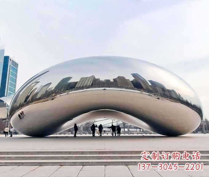 大连镜面不锈钢大型创意拱门雕塑