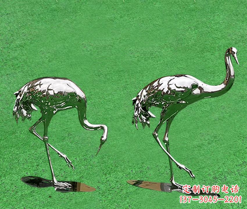 大连精美镜面不锈钢动物鹤雕塑