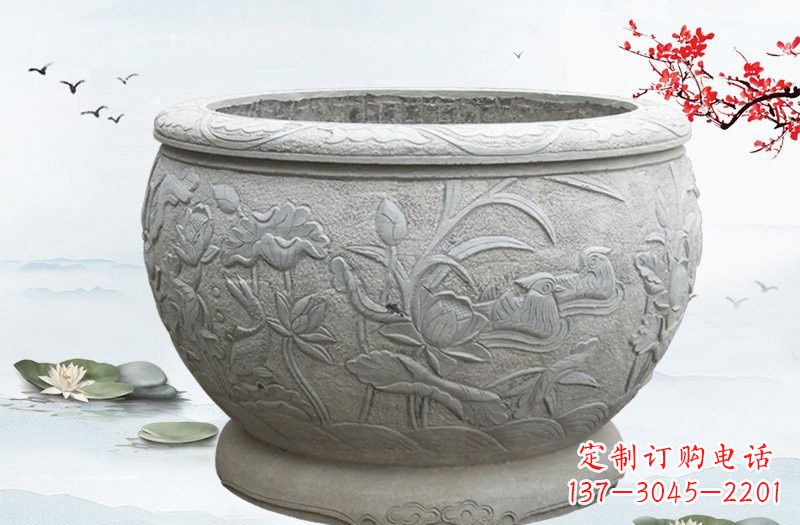 大连艺术精美的水缸雕塑