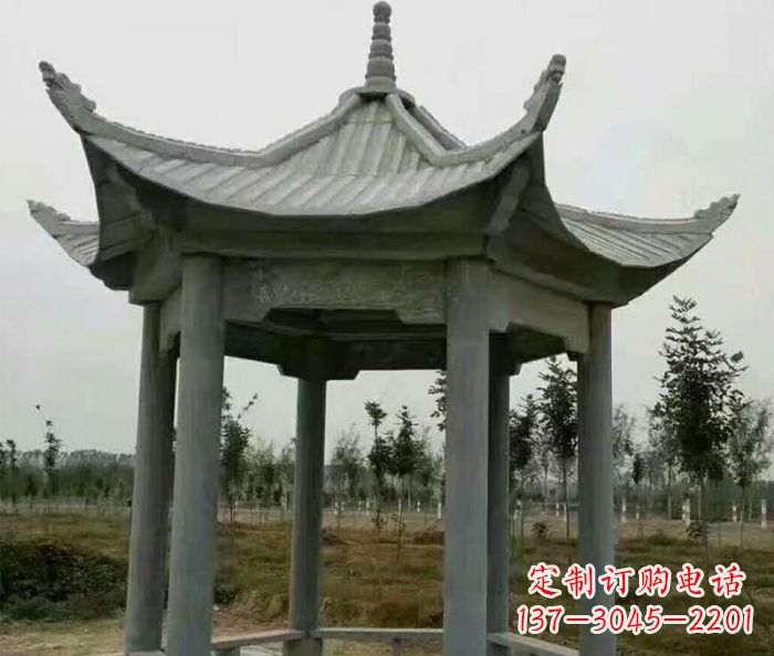 大连精美六角石凉亭雕塑