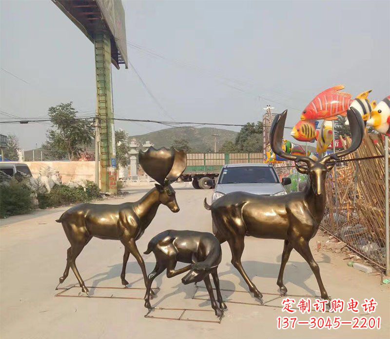大连鹿公园动物铜雕