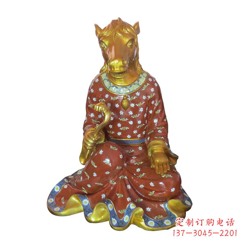 大连马-玻璃钢彩绘生肖雕塑