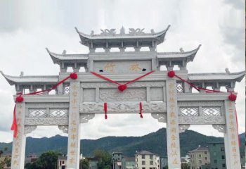 大连花岗岩三门石牌坊