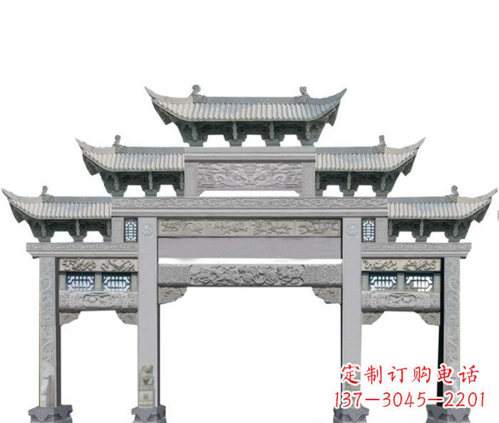 大连中领雕塑定制式牌坊石雕