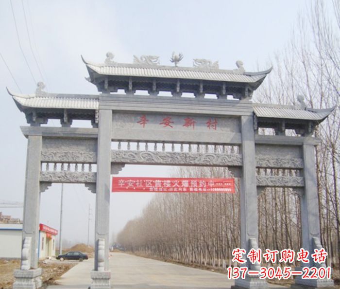 大连牌坊三门石雕,品质无双