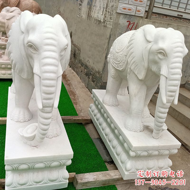 大连喷水的大象石雕