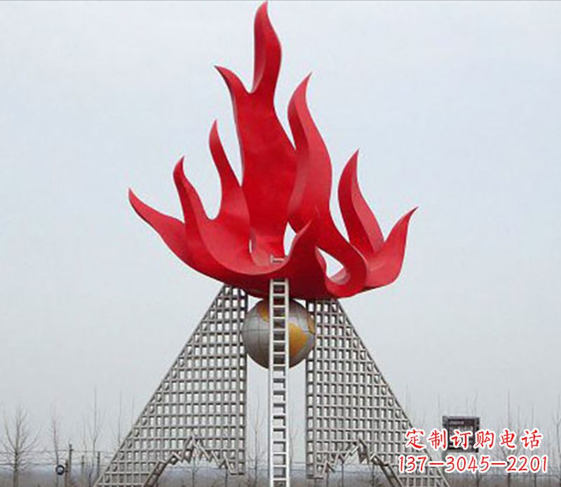 大连金色火苗-优雅华贵的不锈钢景观雕塑
