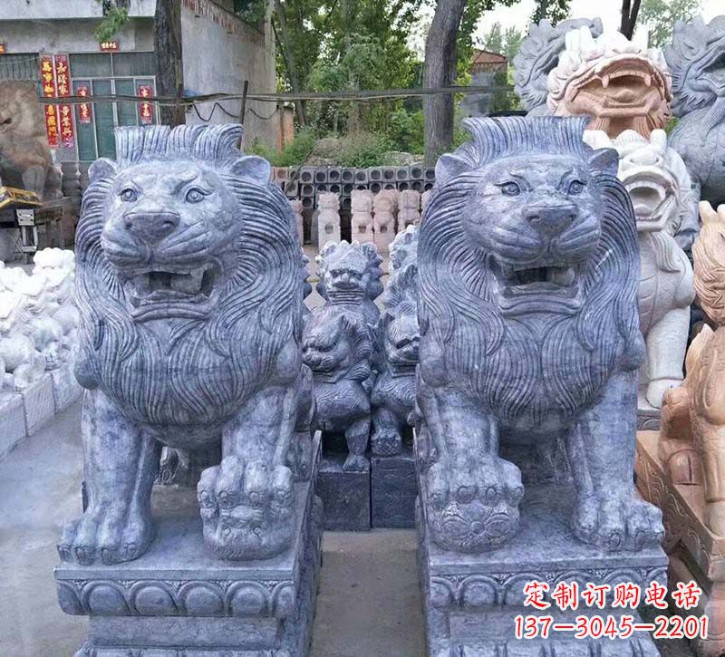 大连青石仿古西洋狮子石雕,典雅大气