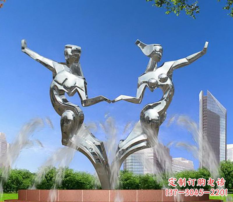 大连爱情镌刻,不锈钢抽象情侣雕塑