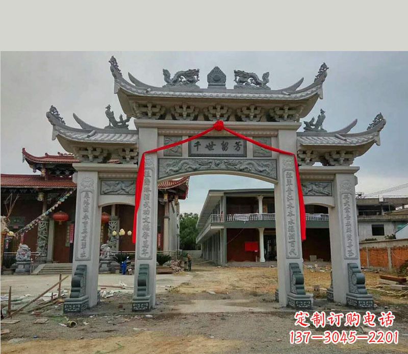 大连以传统工艺为源的独特牌坊石雕