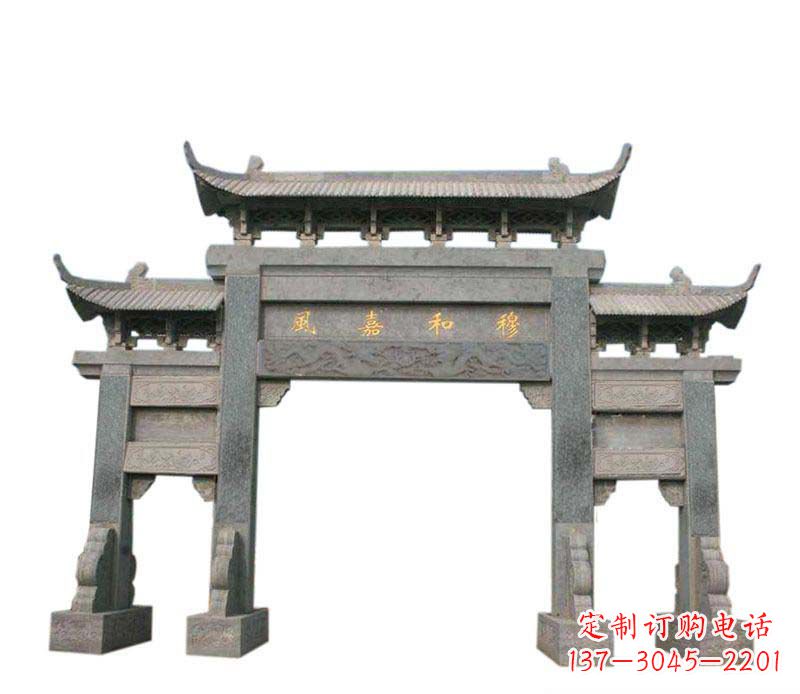 大连四门牌坊石雕：高端雕塑定制