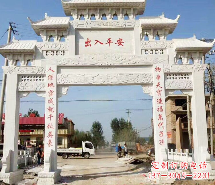 大连三门石牌坊石雕艺术