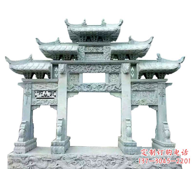大连中领雕塑仿古牌坊石雕定制