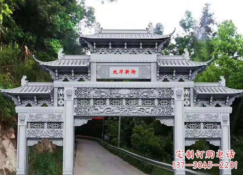 大连三门五楼石雕牌坊