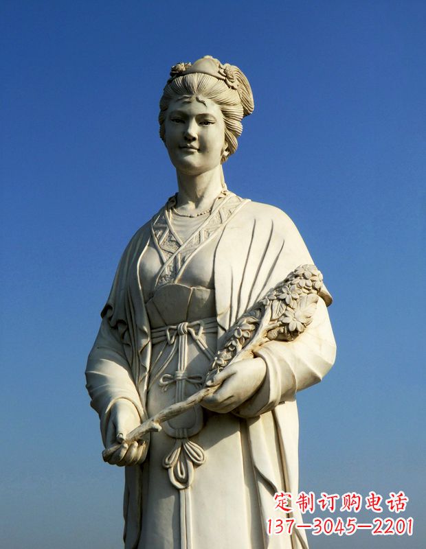 大连十二花神之八月桂花徐禹汉白玉古代美女雕像