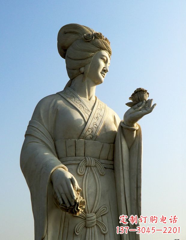大连十二花神之十月芙蓉花花蕊夫人汉白玉古代美女雕像