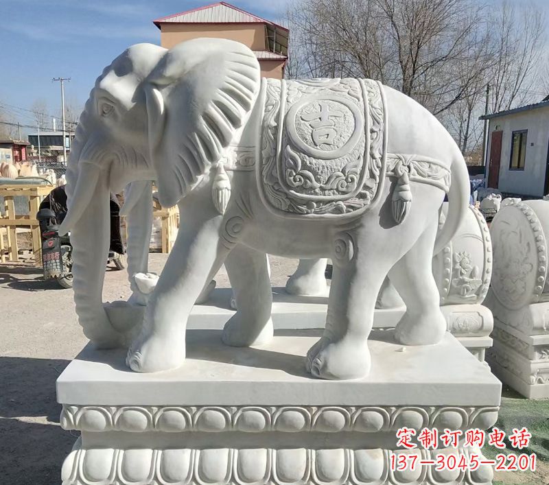 大连中领雕塑精美石材大象雕塑