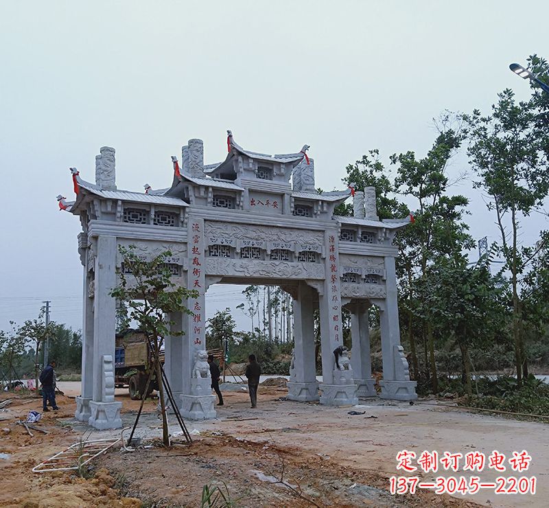 大连领雕塑专业定制仿古牌坊雕塑，拥有多年专业…