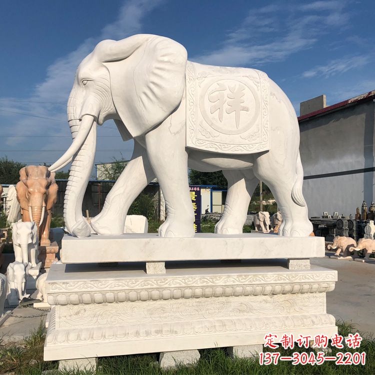 大连现代工艺石雕大象雕塑