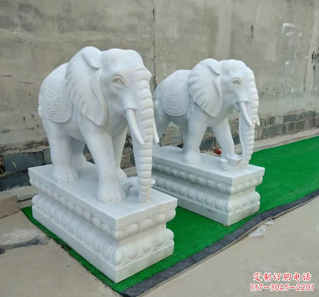 大连石雕大象汉白玉