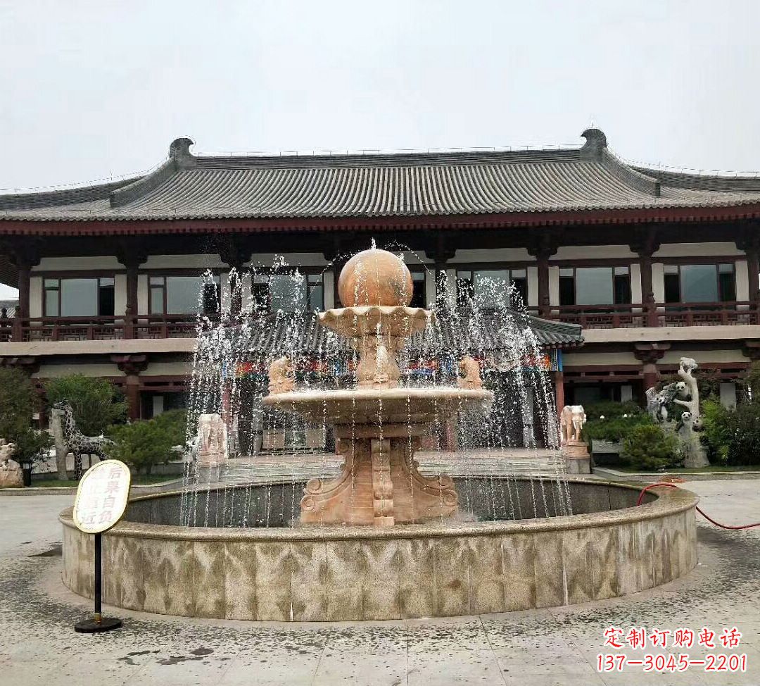 大连石雕风水球喷泉 (2)