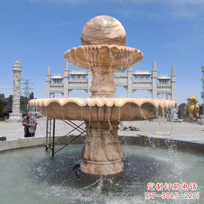 大连石雕风水球喷泉-景区广场水景装饰雕塑摆件