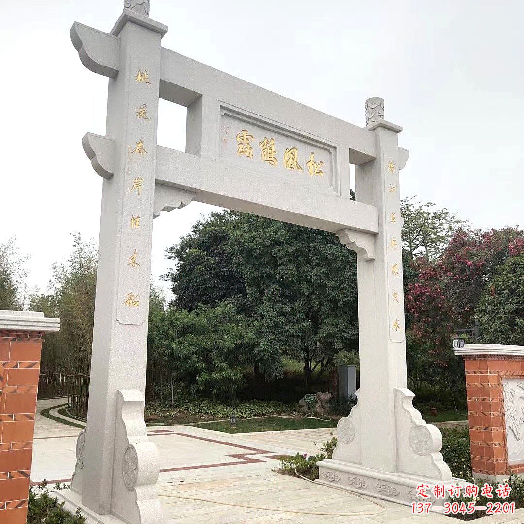大连石雕汉白玉牌坊雕塑