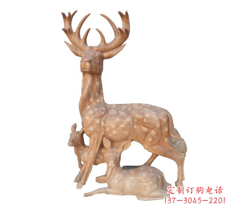 大连石雕母子梅花鹿