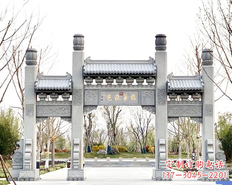 大连装饰你的屋外，选择领雕塑的石雕牌坊