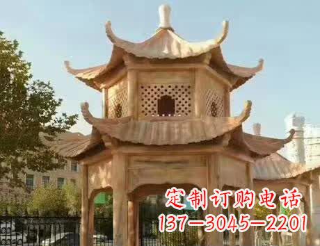 大连石雕小区景观双层凉亭