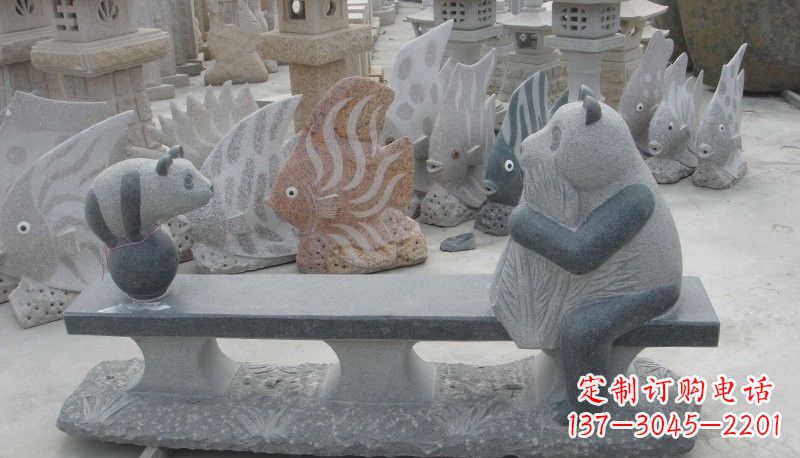 大连石雕熊猫座椅